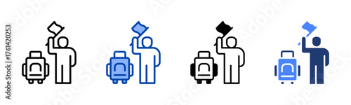 Immigrant icon set multiple style collection