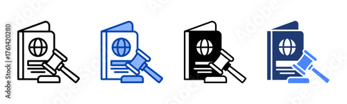 Immigration Law icon set multiple style collection