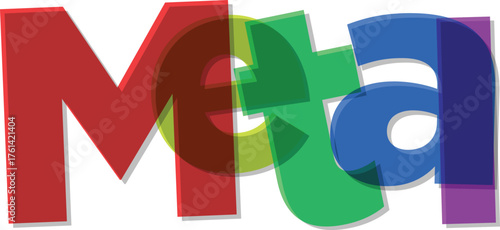 Vibrant overlapping letters form the word Meta text typography