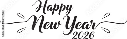 Vector art of happy new year 2026 festive lettering design for holiday greeting card, invitation, banner, poster