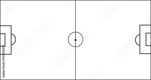 Minimalist Isolated Soccer Football Field Outline Vector Graphic Top View