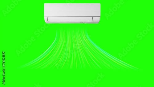 Blowing Air Animation from Electric Fan on Green Screen Background
