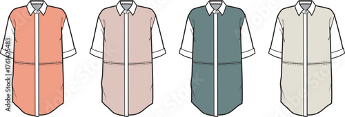 Technical flat sketches showcasing a collection of four stylish women's sleeveless draped tops in versatile color options, perfect for fashion design and apparel pattern creation