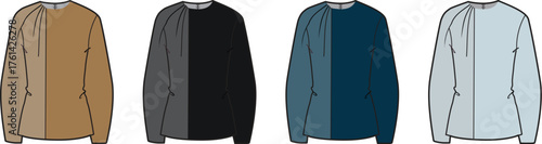 Apparel Design Variations A Collection of Pullover Sweatshirts with Diverse Color Palettes in Vector Format