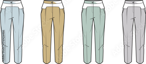 Stylized illustration featuring a diverse collection of women's trench coat designs in varied color palettes, highlighting contemporary fashion concepts and apparel versatility