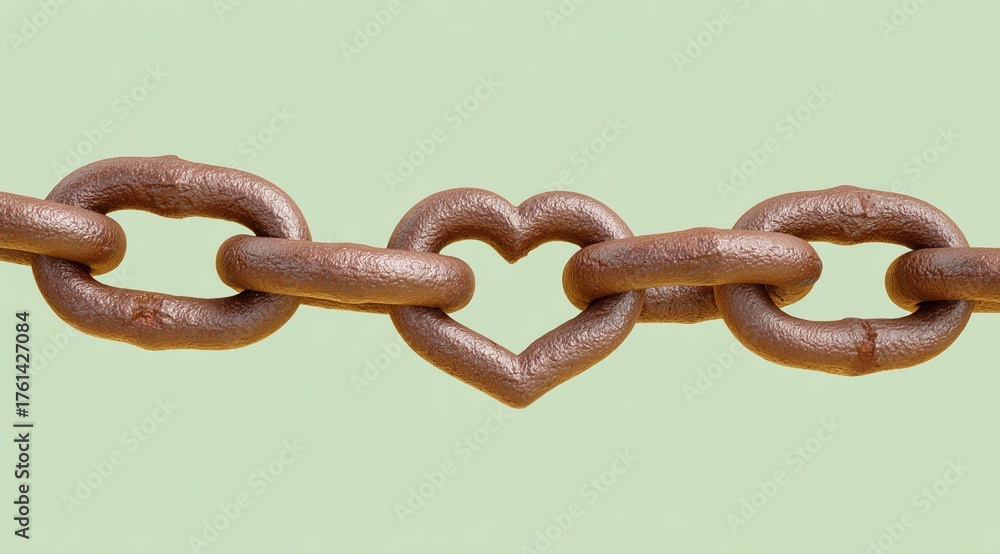Obraz premium Heart-Shaped Link In Rusted Metal Chain