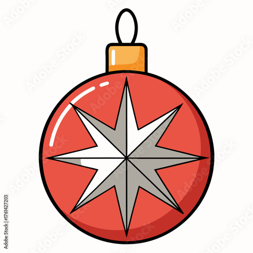 Red Christmas ornament with star design for festive decorations  