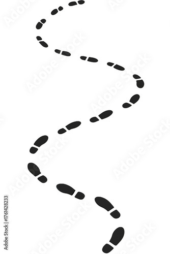 Footsteps Tracing Winding Journey, Path Guiding Uncertain Future, Tracks Marking Solitary Progress, Print Illustrating Continuous Movement, Route Defining Invisible Trail