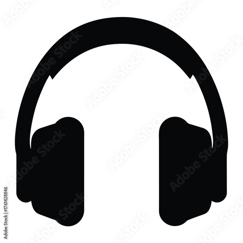 Black Headphones Illustration on White Background for Music and Audio Enjoyment