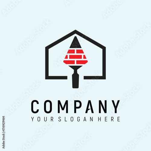 Brick trowel home Design Logo Concept Vector Template