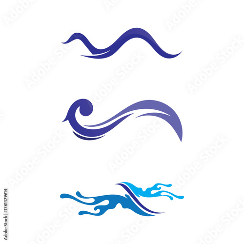 Waves beach logo and symbols template icons app blue