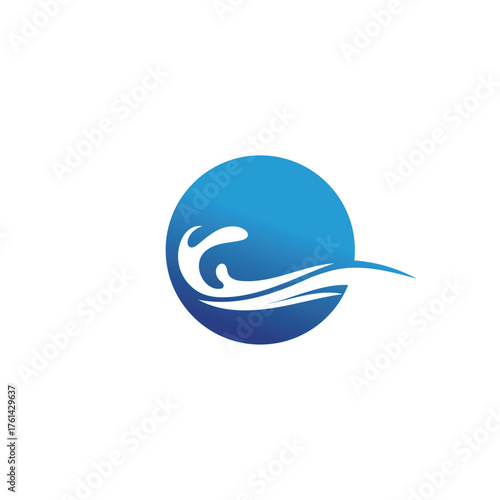 Waves beach logo and symbols template icons app blue
