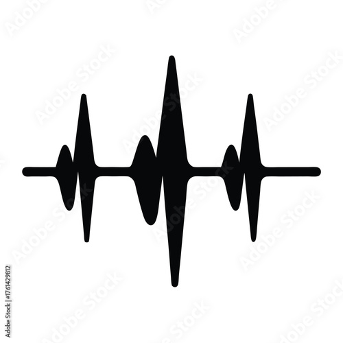 Black and White Heartbeat Graphic Represents Vital Signs on a White Background