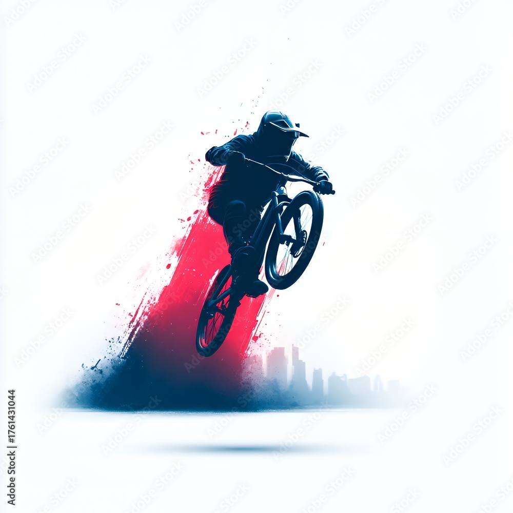 Fototapeta premium BMX Rider Silhouette: Dynamic Urban Extreme Sports Art