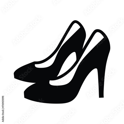 Elegant Silhouette of Two High Heel Shoes on a White Background