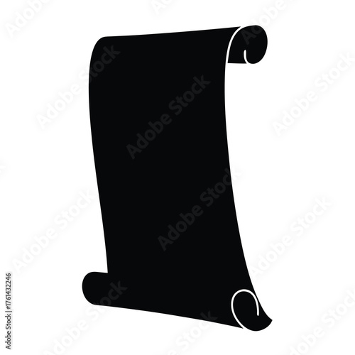 Black silhouette of an unrolled scroll, symbolizing knowledge and history
