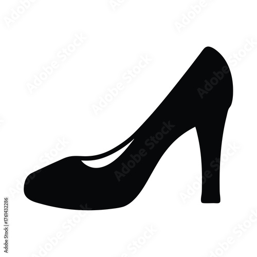 Elegant black high heel shoe silhouette on a clean white background