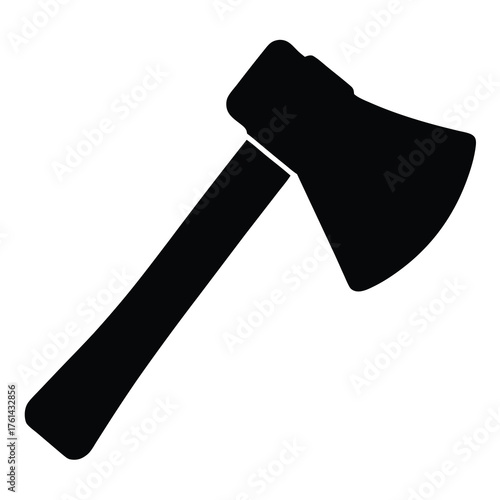 Silhouette of an Axe on a White Background for Cutting Wood