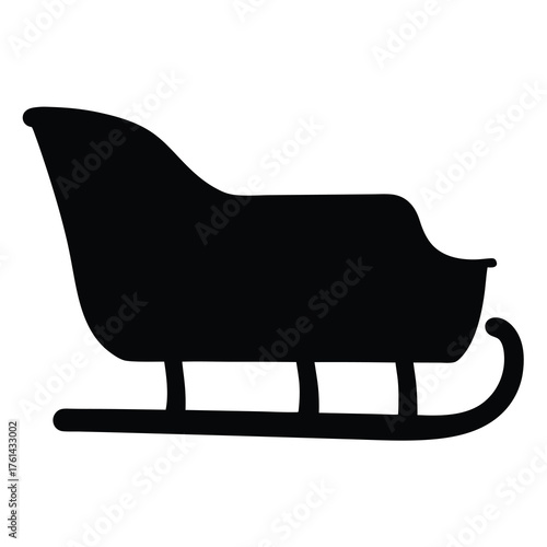 Simple black silhouette of a classic winter sleigh or sledge vector design