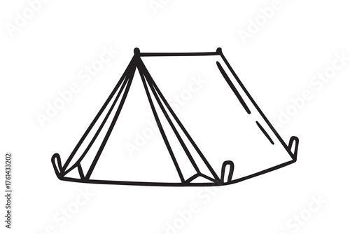 Camping tent icon doodle hand drawn. Outline line drawing clipart symbol