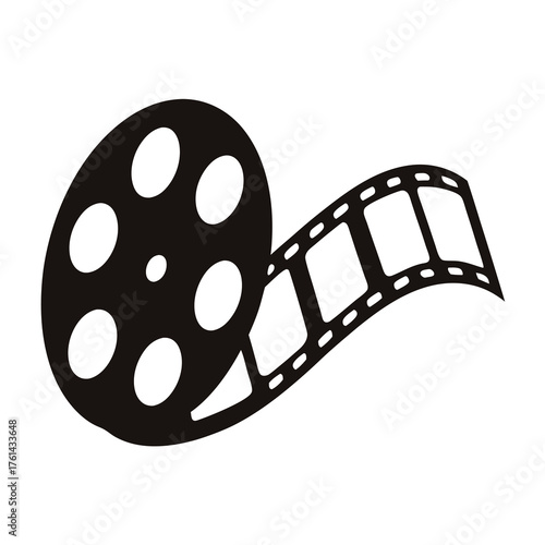Classic black and white film reel icon representing cinema and movies
