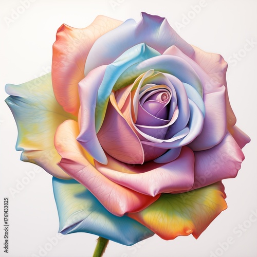 Ethereal Spectrum Rose — Vibrant Multicolor Flower with Glowing Petals and Mystical Smoke on Black Background