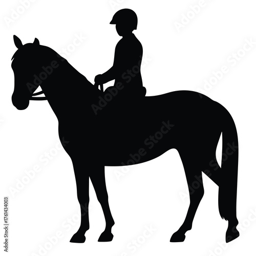 Elegant silhouette of a horse and rider in equestrian style image