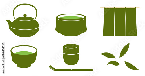 抹茶・鉄瓶・お抹茶Matchaのイラスト