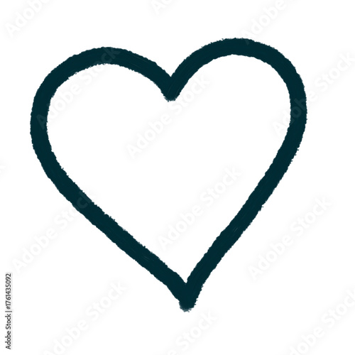Black Hand-Drawn Heart Outline Isolated on White Background