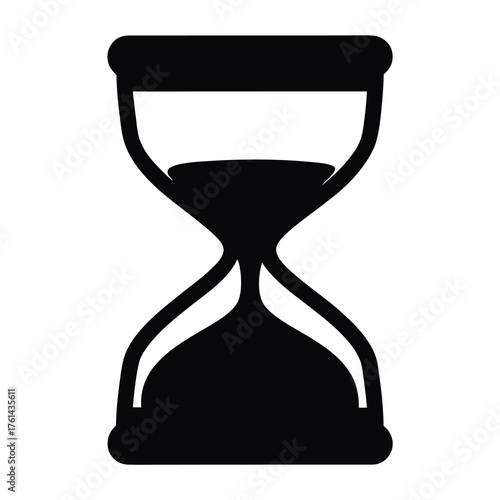 Black and white hourglass symbol representing time, patience, and history