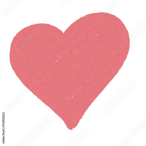 Red Hand-Drawn Heart Symbol Isolated on White Background