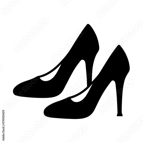 Elegant pair of high heels depicted in a sleek black silhouette design