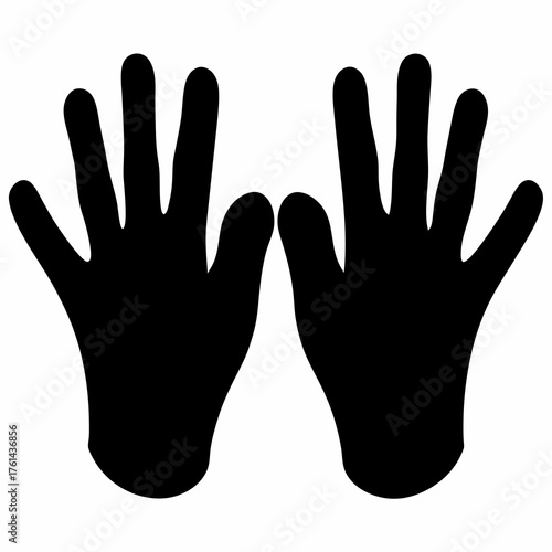 Black silhouette of two hands facing the viewer on a white background