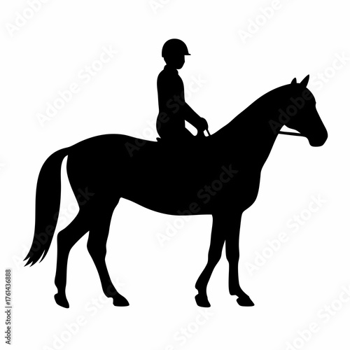 Silhouette of a Horse and Rider Training for a Dressage Competition