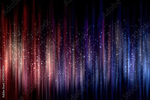 Vertical lines cascade in shades of red to blue, with blurred white dots. Use as background for fantasy or technology projects needing vibrancy.