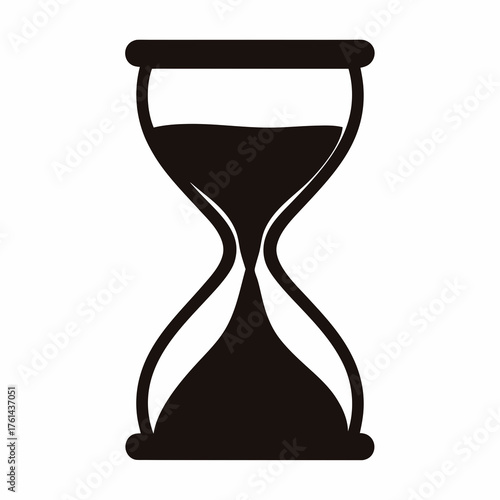 Monochrome hourglass with sand falling slowly, symbolizing the passage of time