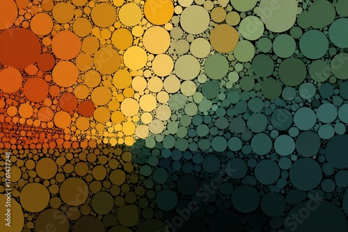 Abstract background with orange, yellow, and green circles. Use it as backdrop or wallpaper for your creative designs.