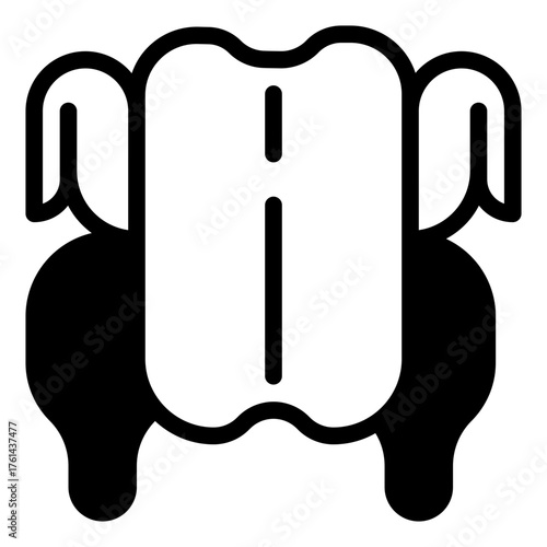 Cooked turkey icon, simple geometric turkey with cooked appearance.