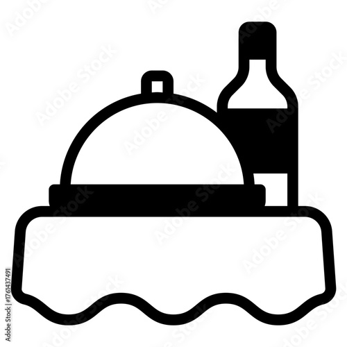 Simple vector of a dining table with chairs around it.