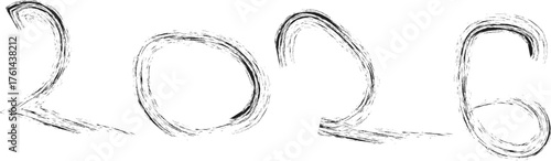 Sketchy "2026" Text Illustration: Hand-Drawn Style, Artistic Number Representation, Black and White, Creative Design Element
