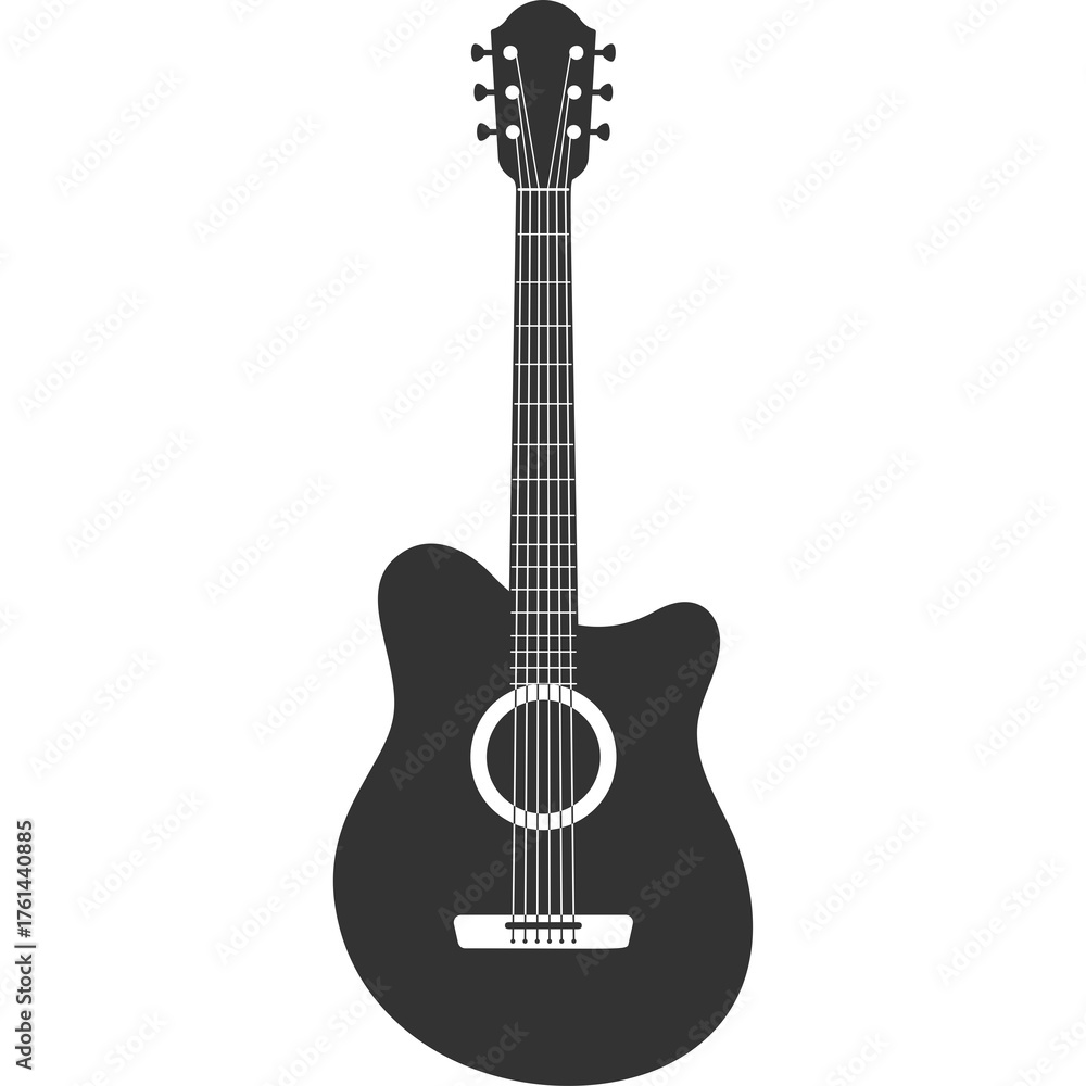 Obraz premium Acoustic Guitar Silhouette Isolated On White Background With Transparent Background For Design