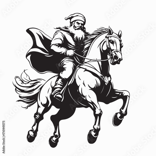 Wallpaper Mural Strong Santa Claus on Horseback Illustration on white background Torontodigital.ca