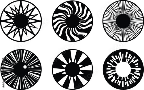 Black and white eye iris vector graphic design illustration
