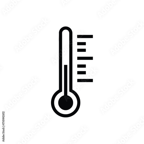 Vector illustration of black icon of a thermometer with temperature scale