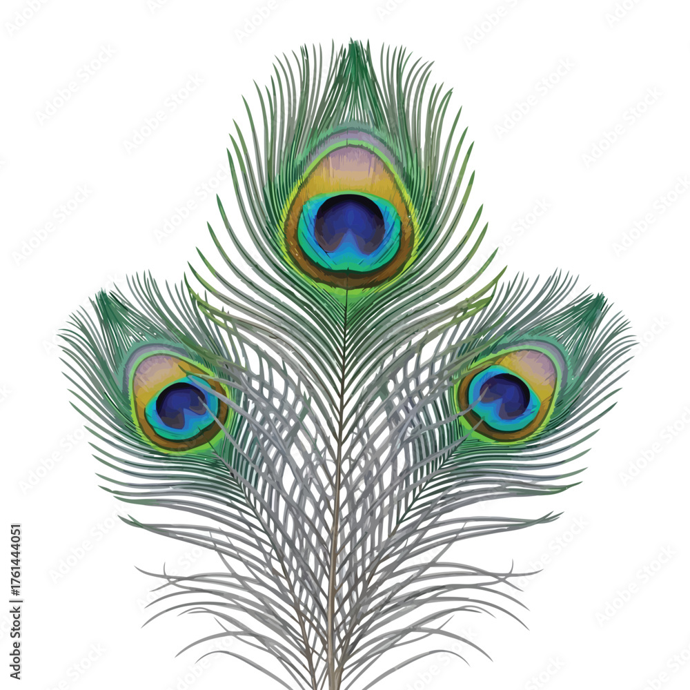 Obraz premium Vector illustration of three peacock feathers
