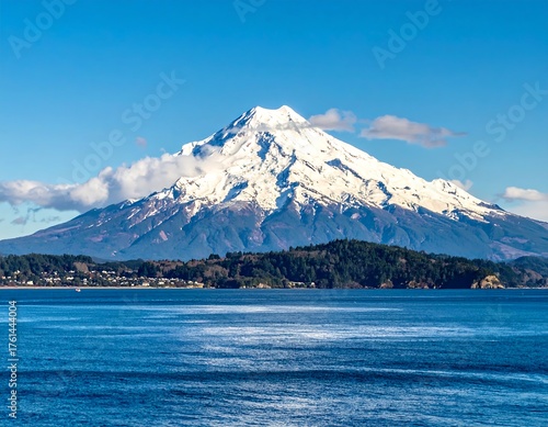 Majestic Mount Villarrica - A Snow-Capped Volcano Overlooking Lake Villarrica.