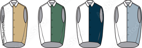 Collection of four men's sleeveless shirts in different color combinations and styles