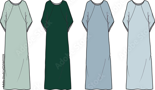 Fashion Illustration of Various Dress Designs A Collection of Stylish Gowns in Different Colors