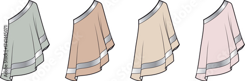 Elegant One-Shoulder Poncho Collection Stylish Designs in Various Colors for Fashion