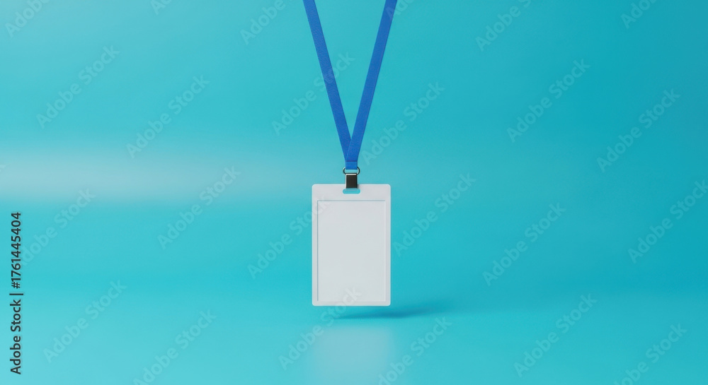 Naklejka premium Blank ID Card Identification Badge Pass Lanyard Corporate Staff Employee Security Access Verification Authorization Permission Identity